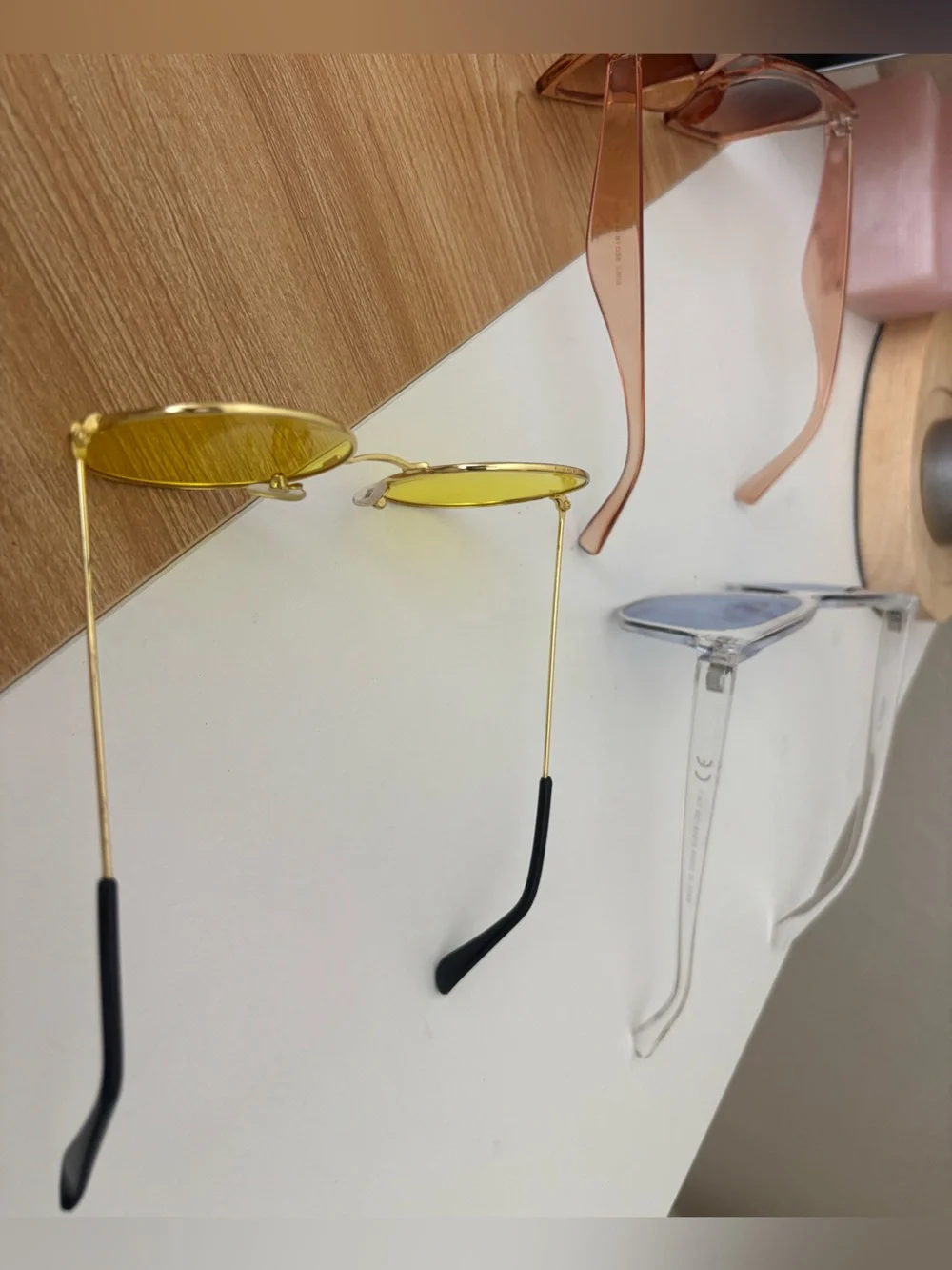 Three Fashion Sunglasses - Amber, Yellow, Clear Frames DEZI brand case included